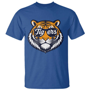 Tiger Face T Shirt Vintage Sports Name TS10 Royal Blue Print Your Wear