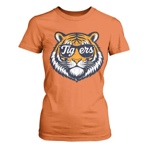 Tiger Face T Shirt For Women Vintage Sports Name TS10 Orange Print Your Wear