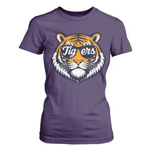 Tiger Face T Shirt For Women Vintage Sports Name TS10 Purple Print Your Wear