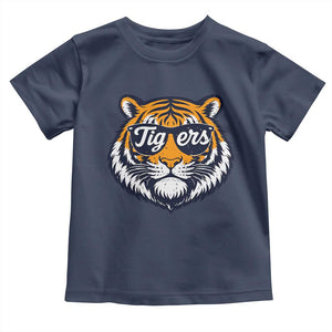 Tiger Face Toddler T Shirt Vintage Sports Name TS10 Navy Print Your Wear