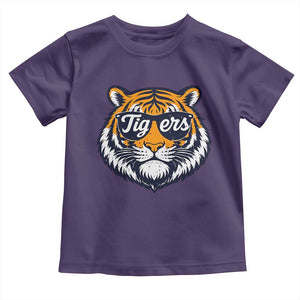Tiger Face Toddler T Shirt Vintage Sports Name TS10 Purple Print Your Wear
