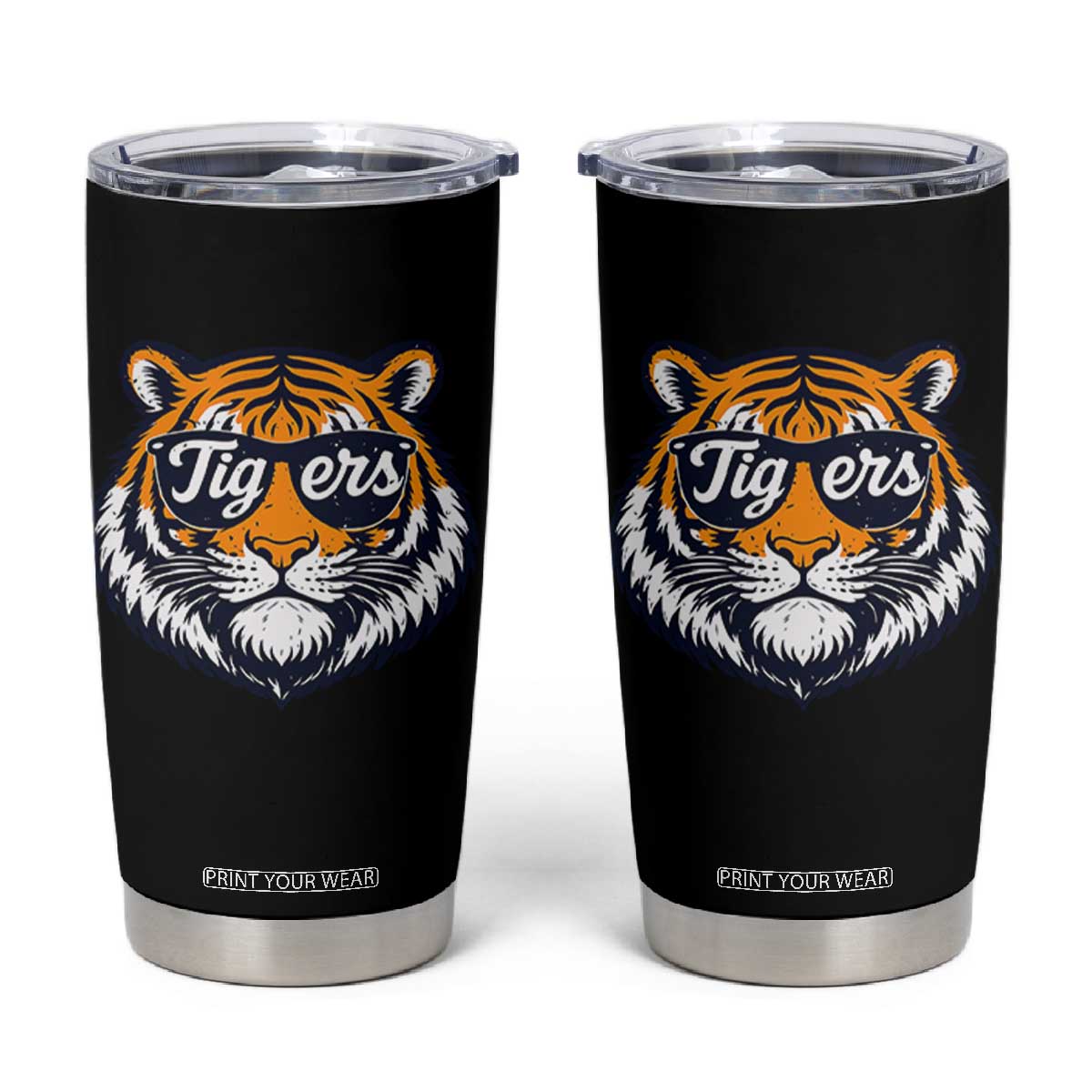 Tiger Face Tumbler Cup Vintage Sports Name TS10 Black Print Your Wear