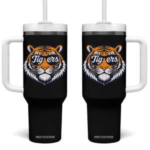 Tiger Face Tumbler With Handle Vintage Sports Name TS10 One Size: 40 oz Black Print Your Wear