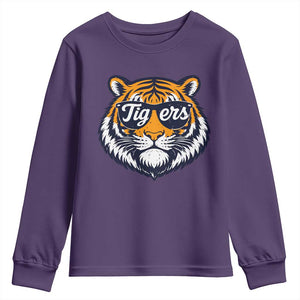 Tiger Face Youth Sweatshirt Vintage Sports Name TS10 Purple Print Your Wear