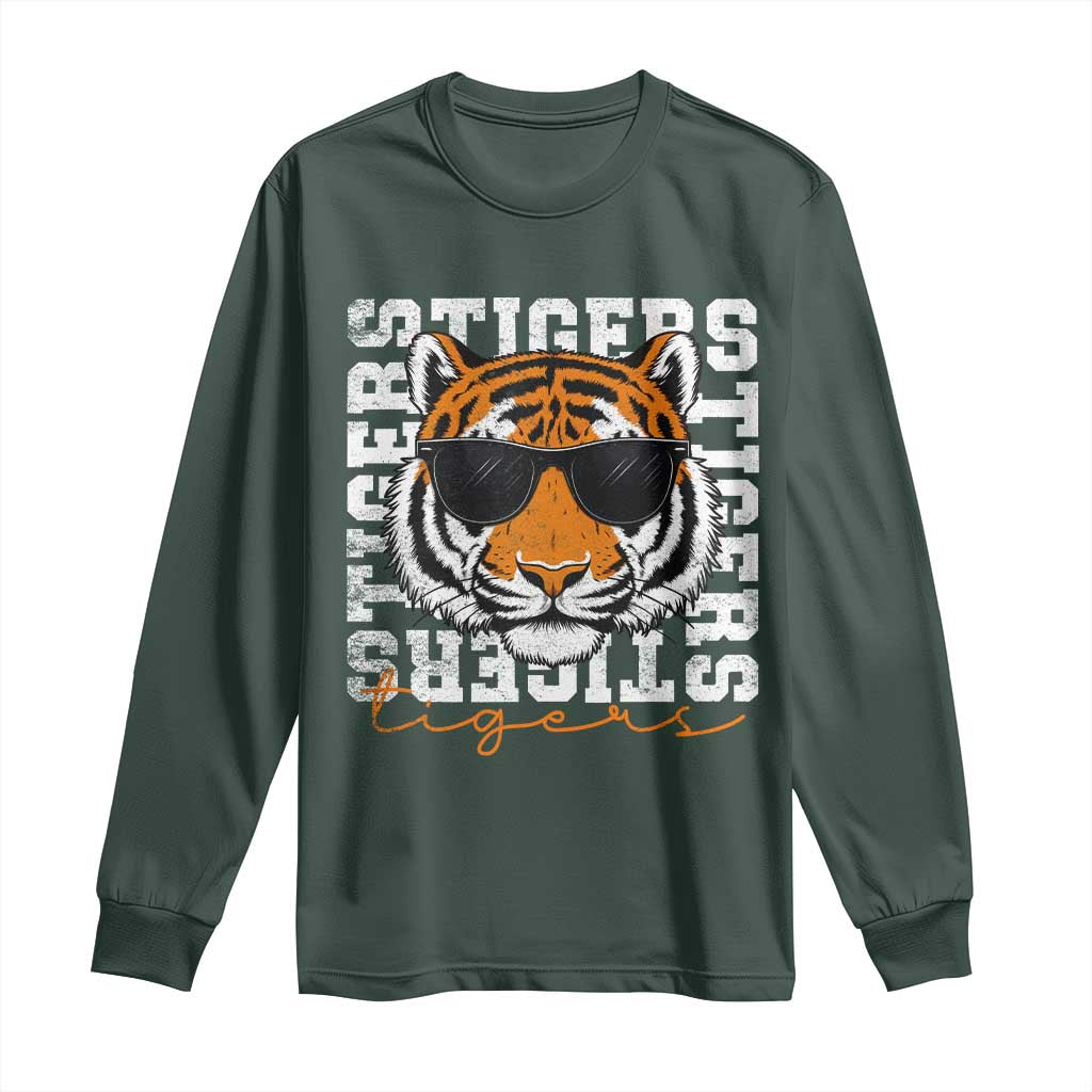Vintage Tigers Long Sleeve Shirt Vintage Sports Inspirational Athletic Name TS10 Dark Forest Green Print Your Wear