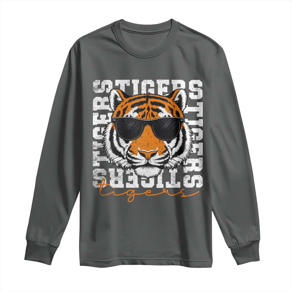 Vintage Tigers Long Sleeve Shirt Vintage Sports Inspirational Athletic Name TS10 Dark Heather Print Your Wear