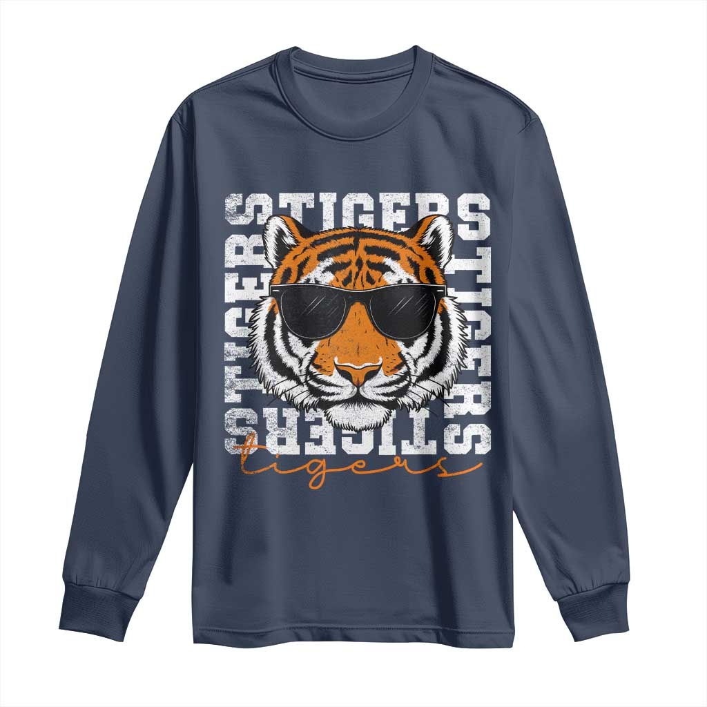 Vintage Tigers Long Sleeve Shirt Vintage Sports Inspirational Athletic Name TS10 Navy Print Your Wear