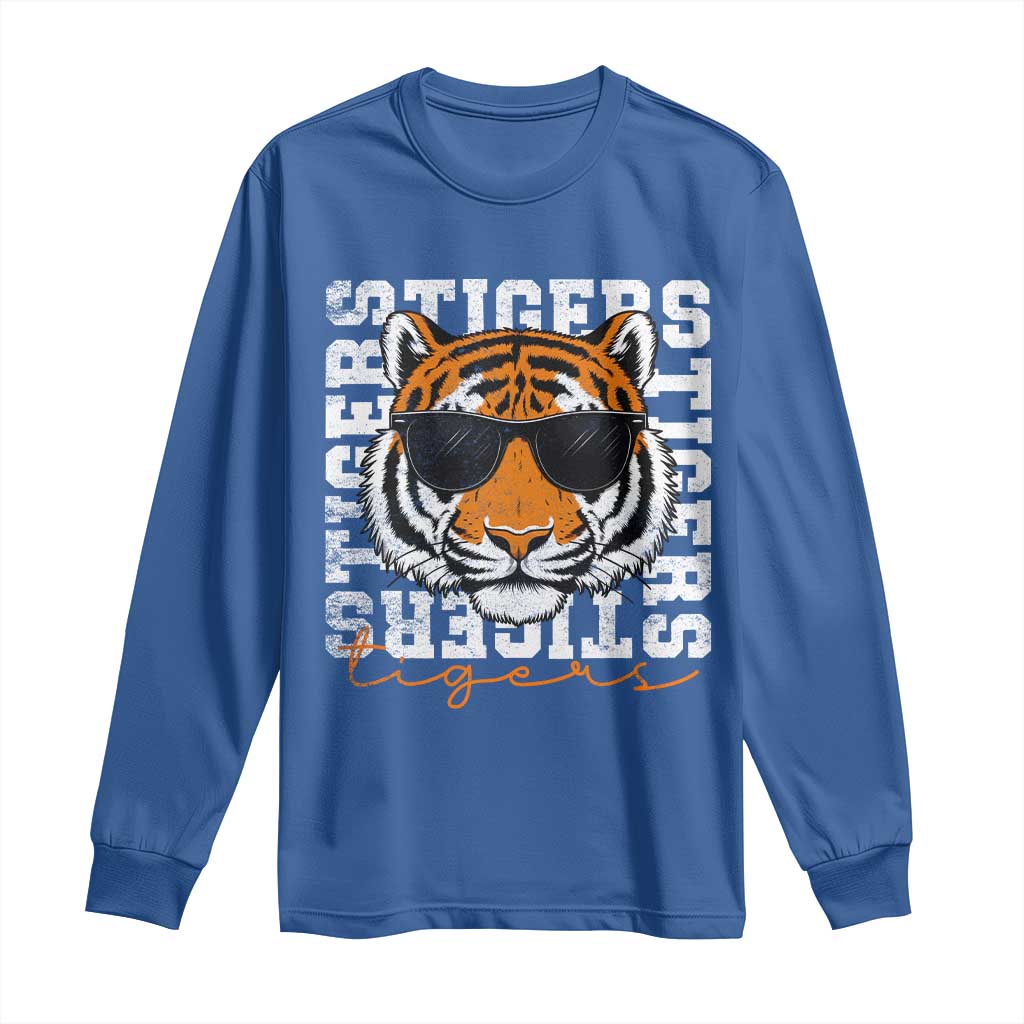 Vintage Tigers Long Sleeve Shirt Vintage Sports Inspirational Athletic Name TS10 Royal Blue Print Your Wear
