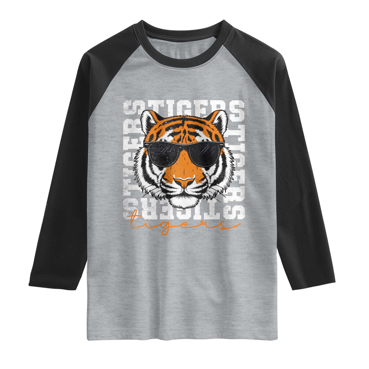 Vintage Tigers Raglan Shirt Vintage Sports Inspirational Athletic Name TS10 Heather Gray Black Print Your Wear
