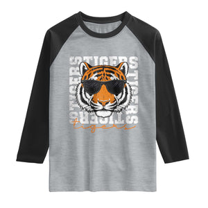 Vintage Tigers Raglan Shirt Vintage Sports Inspirational Athletic Name TS10 Heather Gray Black Print Your Wear