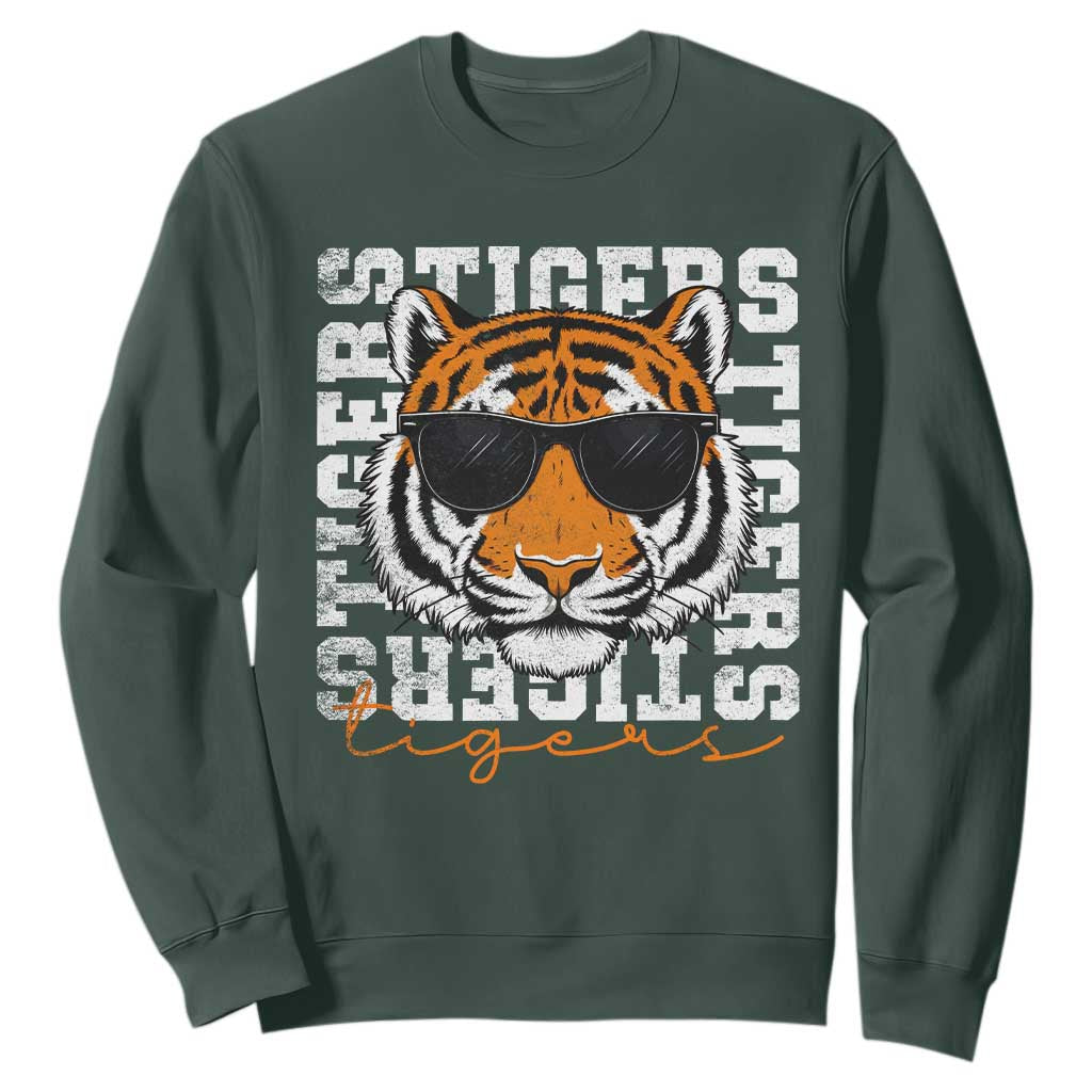 Vintage Tigers Sweatshirt Vintage Sports Inspirational Athletic Name TS10 Dark Forest Green Print Your Wear