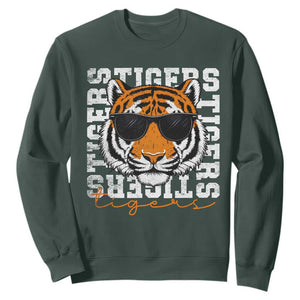 Vintage Tigers Sweatshirt Vintage Sports Inspirational Athletic Name TS10 Dark Forest Green Print Your Wear