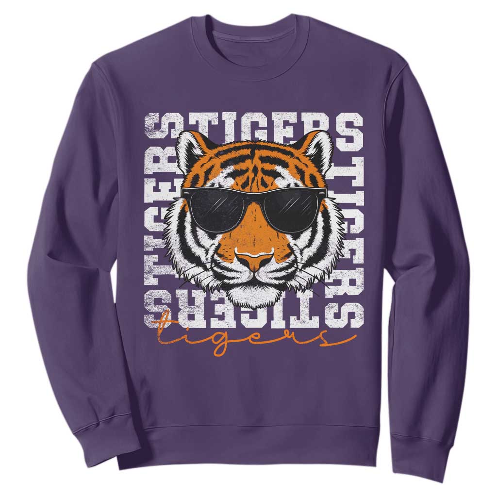Vintage Tigers Sweatshirt Vintage Sports Inspirational Athletic Name TS10 Purple Print Your Wear