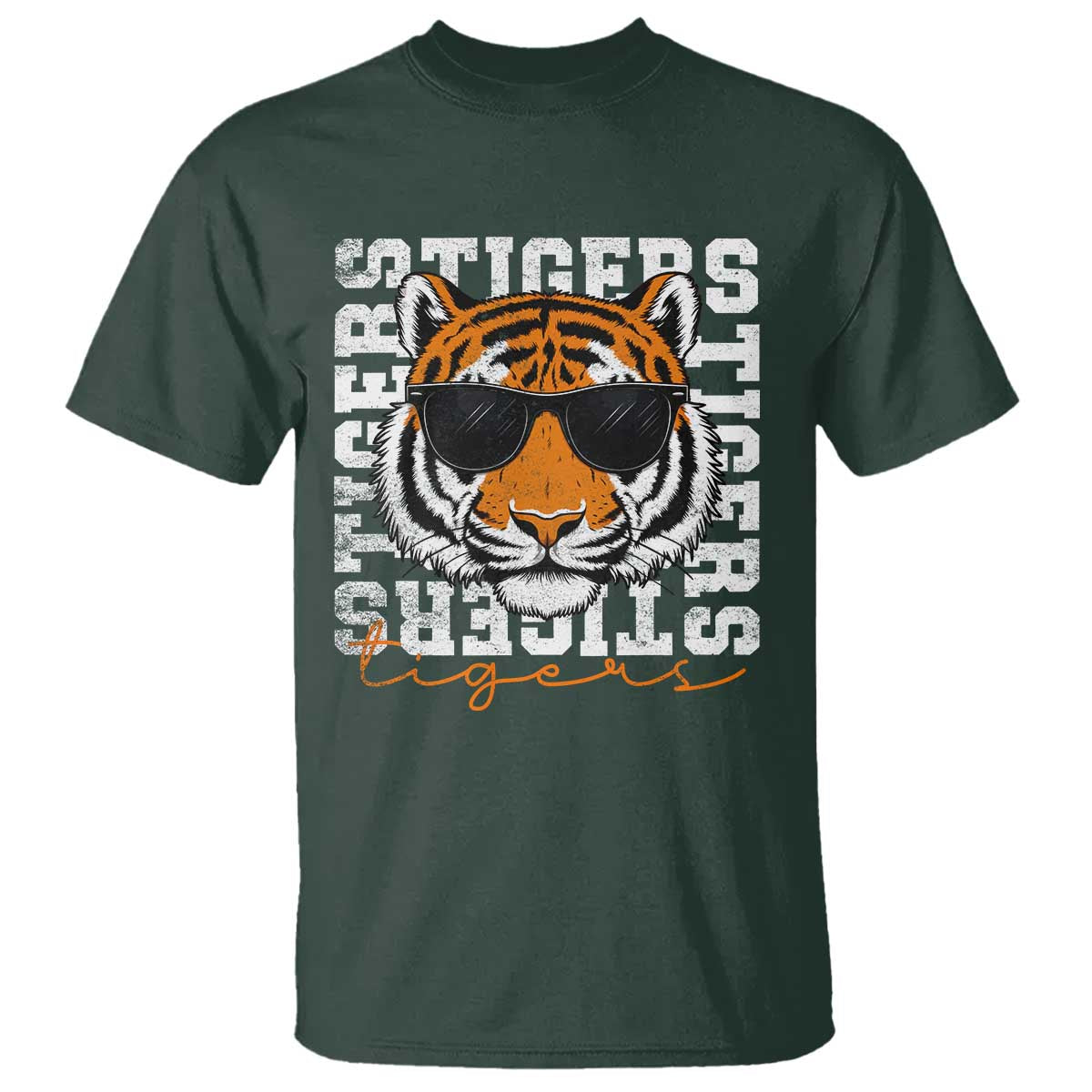 Vintage Tigers T Shirt Vintage Sports Inspirational Athletic Name TS10 Dark Forest Green Print Your Wear