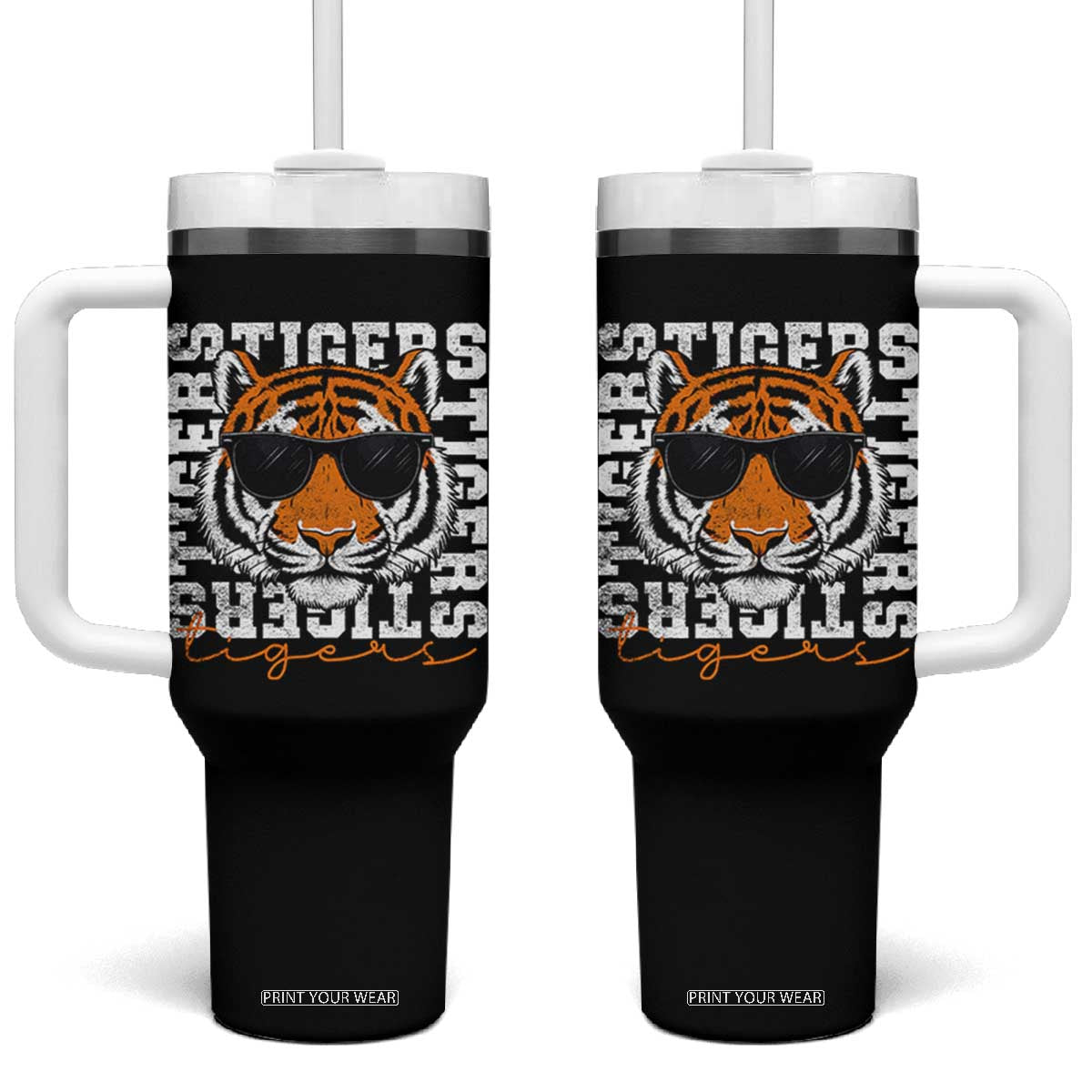 Vintage Tigers Tumbler With Handle Vintage Sports Inspirational Athletic Name TS10 One Size: 40 oz Black Print Your Wear