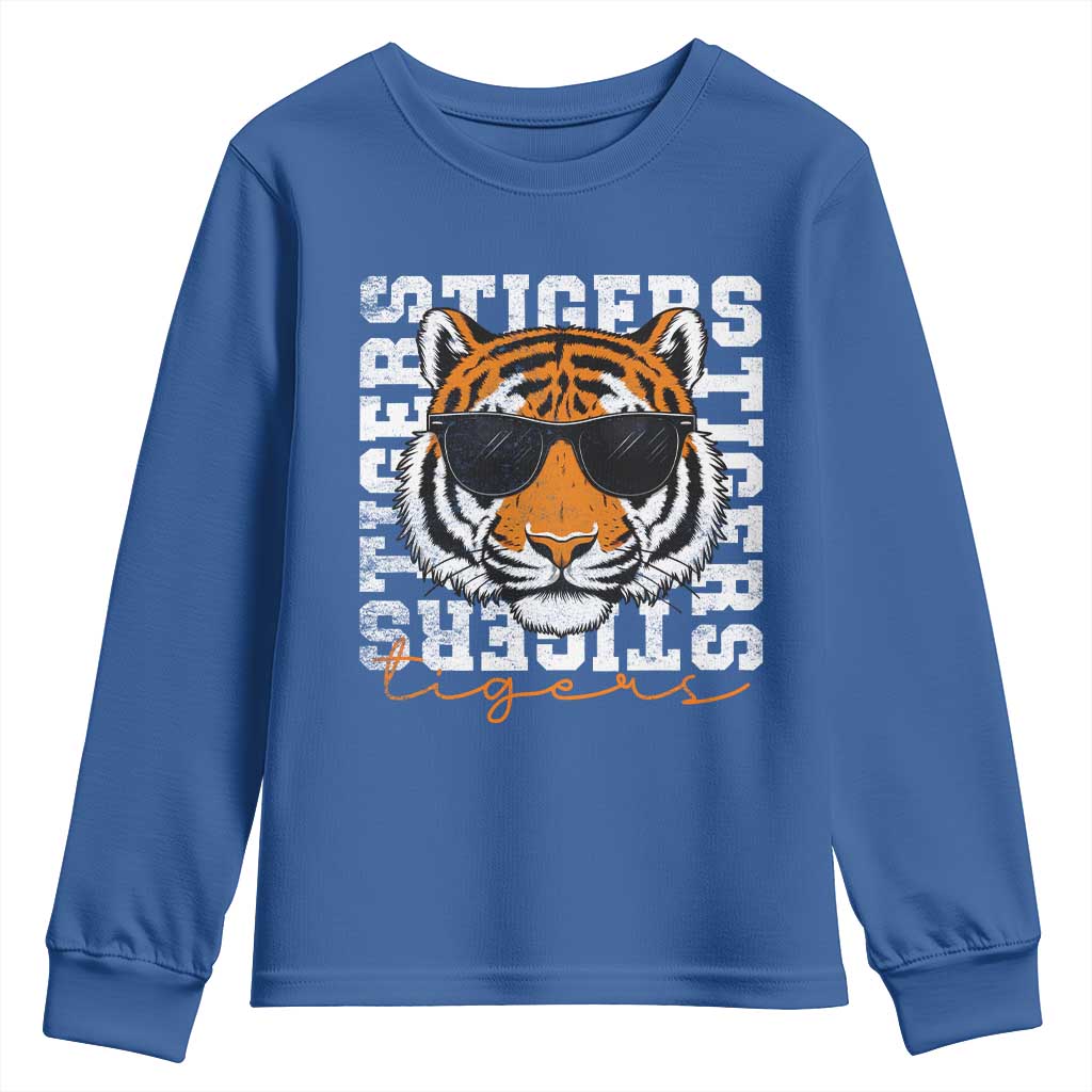 Vintage Tigers Youth Sweatshirt Vintage Sports Inspirational Athletic Name TS10 Royal Blue Print Your Wear