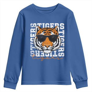 Vintage Tigers Youth Sweatshirt Vintage Sports Inspirational Athletic Name TS10 Royal Blue Print Your Wear