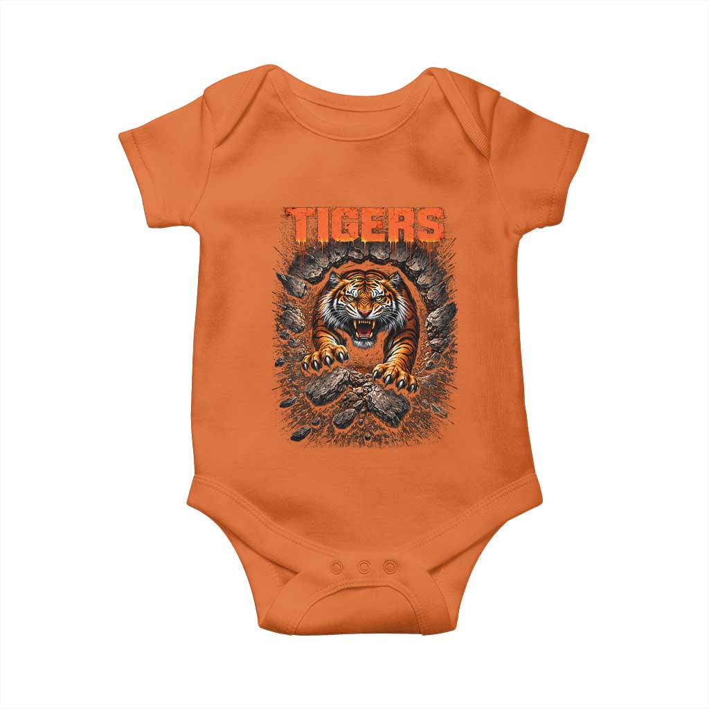 Tiger Sports Name Baby Onesie Vintage Distressed Baseball Fans TS10 Orange Print Your Wear