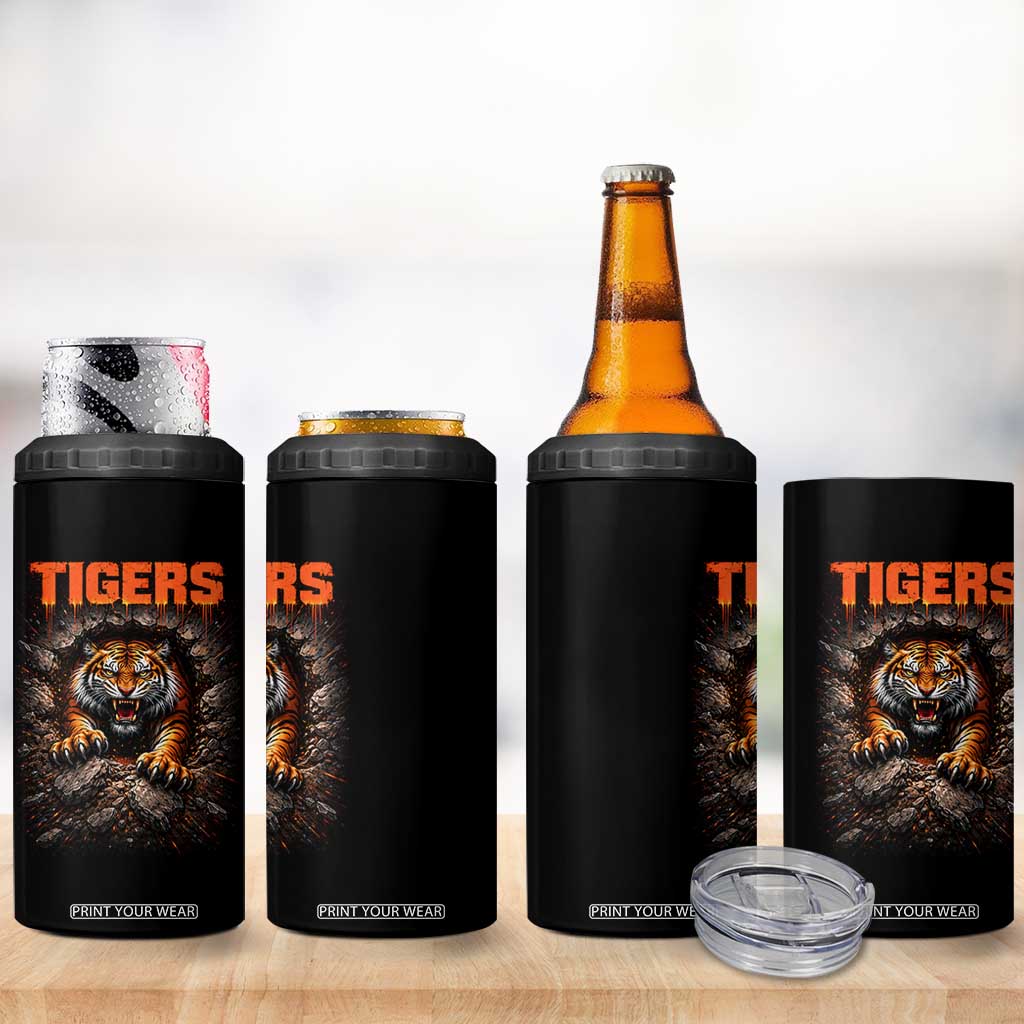 Tiger Sports Name 4 in 1 Can Cooler Tumbler Vintage Distressed Baseball Fans TS10 Print Your Wear
