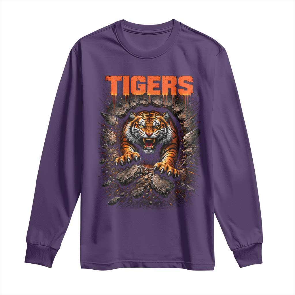 Tiger Sports Name Long Sleeve Shirt Vintage Distressed Baseball Fans TS10 Purple Print Your Wear