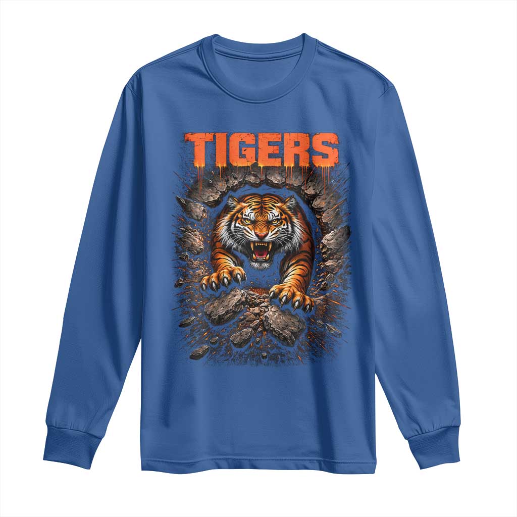 Tiger Sports Name Long Sleeve Shirt Vintage Distressed Baseball Fans TS10 Royal Blue Print Your Wear