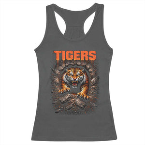 Tiger Sports Name Racerback Tank Top Vintage Distressed Baseball Fans TS10 Dark Heather Print Your Wear