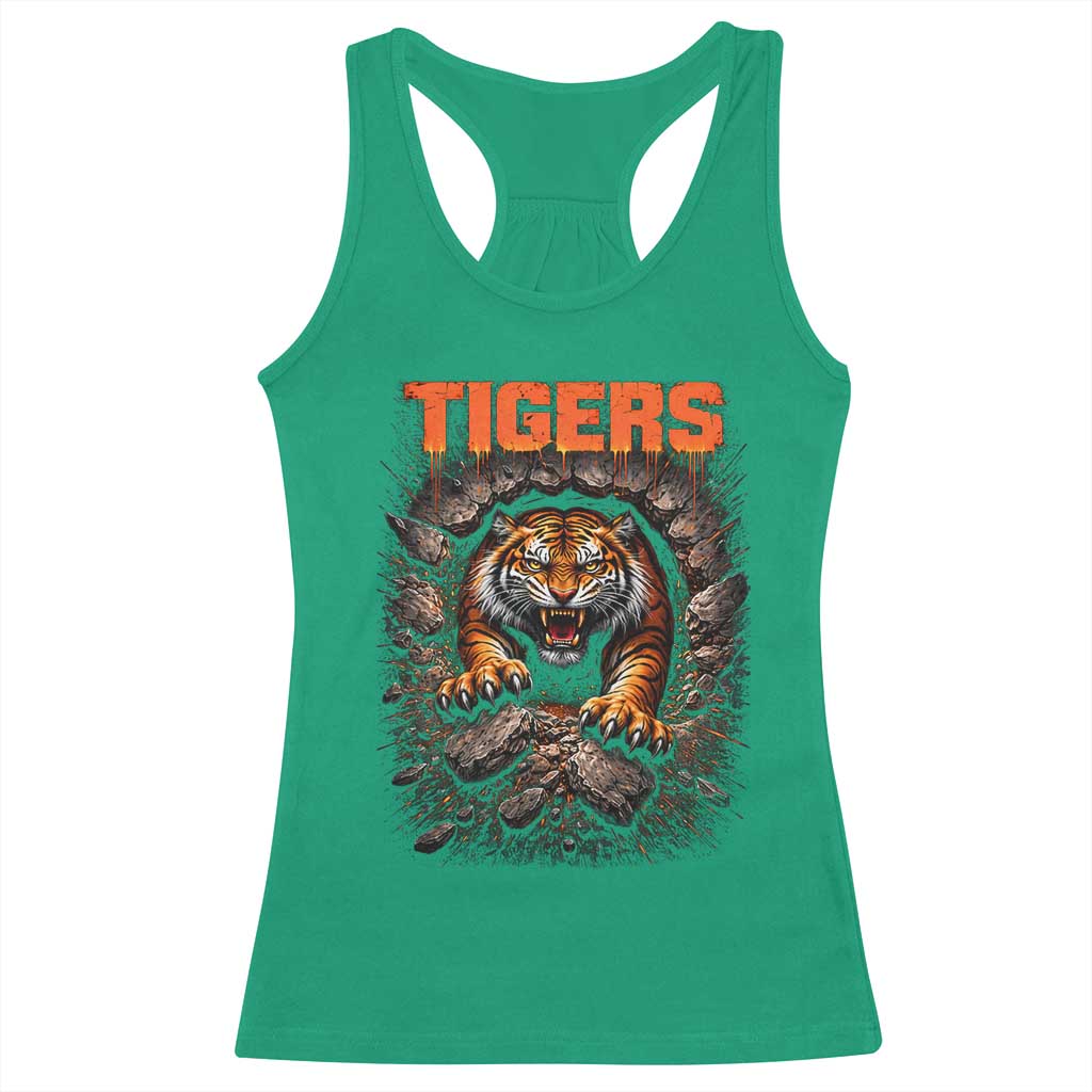 Tiger Sports Name Racerback Tank Top Vintage Distressed Baseball Fans TS10 Irish Green Print Your Wear