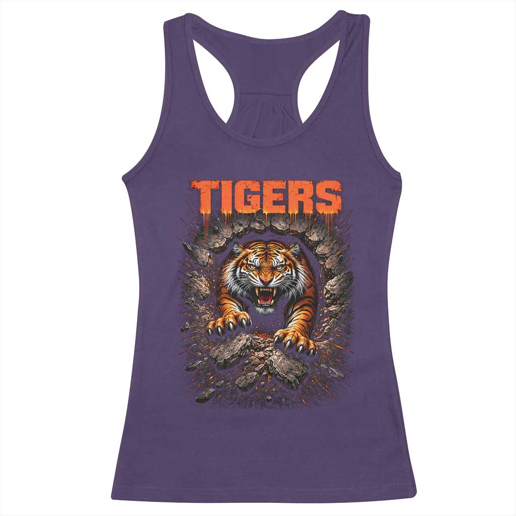 Tiger Sports Name Racerback Tank Top Vintage Distressed Baseball Fans TS10 Purple Print Your Wear