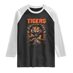 Tiger Sports Name Raglan Shirt Vintage Distressed Baseball Fans TS10 Black White Print Your Wear