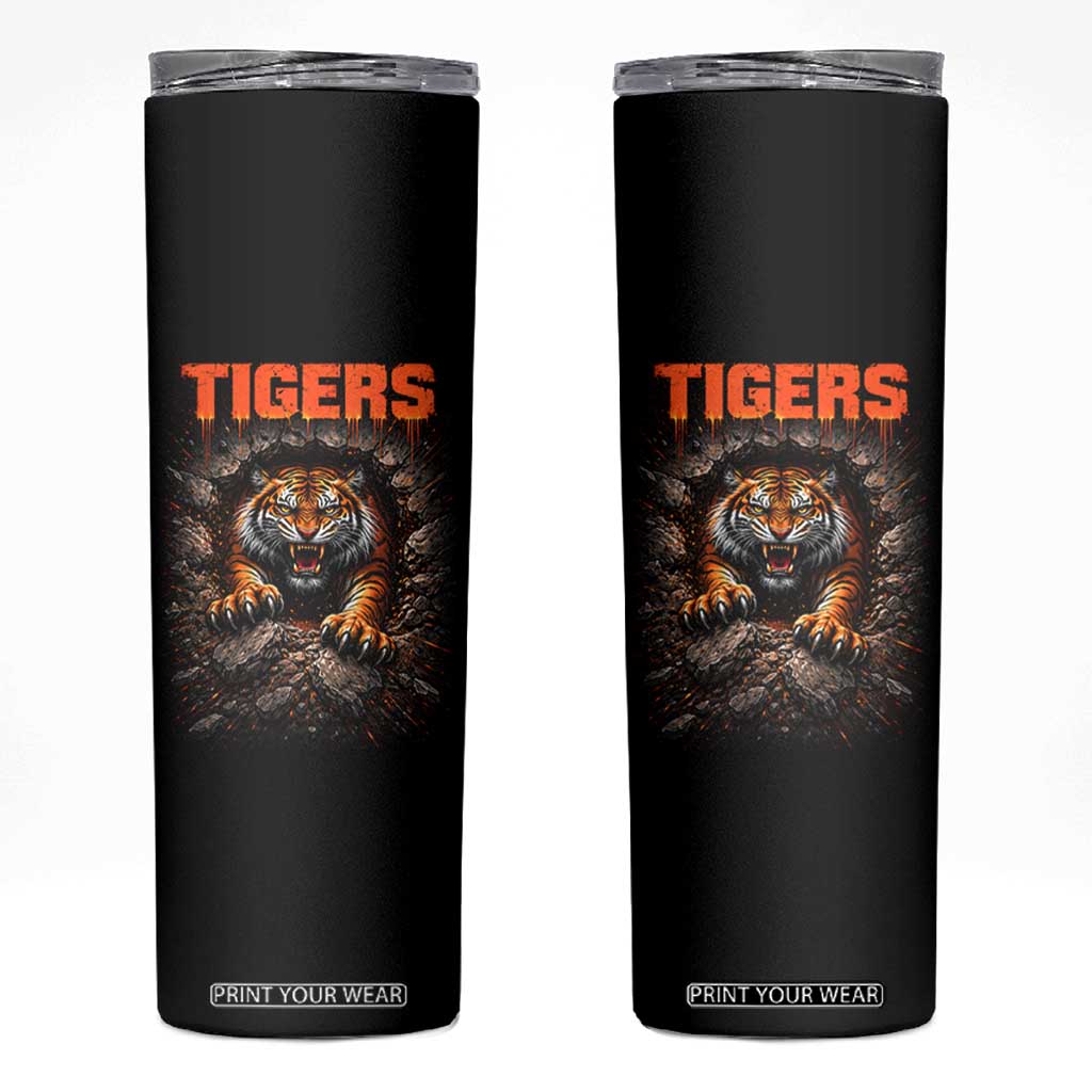 Tiger Sports Name Skinny Tumbler Vintage Distressed Baseball Fans TS10 Black Print Your Wear