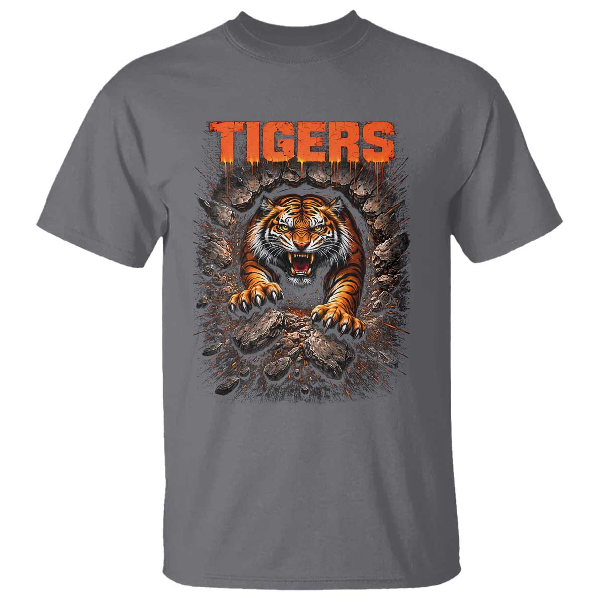 Tiger Sports Name T Shirt Vintage Distressed Baseball Fans TS10 Charcoal Print Your Wear