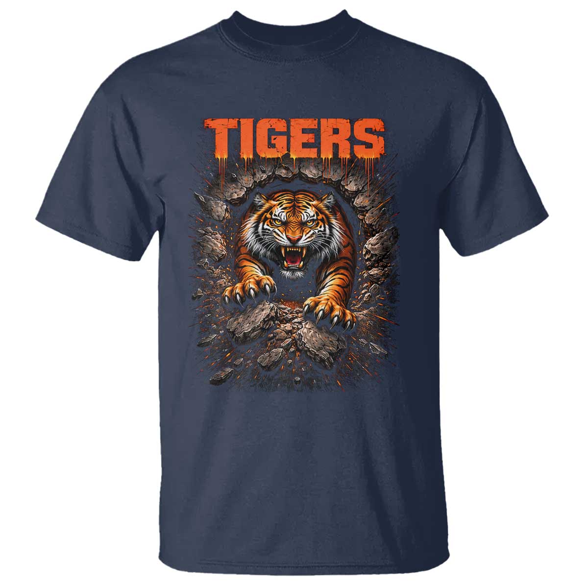 Tiger Sports Name T Shirt Vintage Distressed Baseball Fans TS10 Navy Print Your Wear