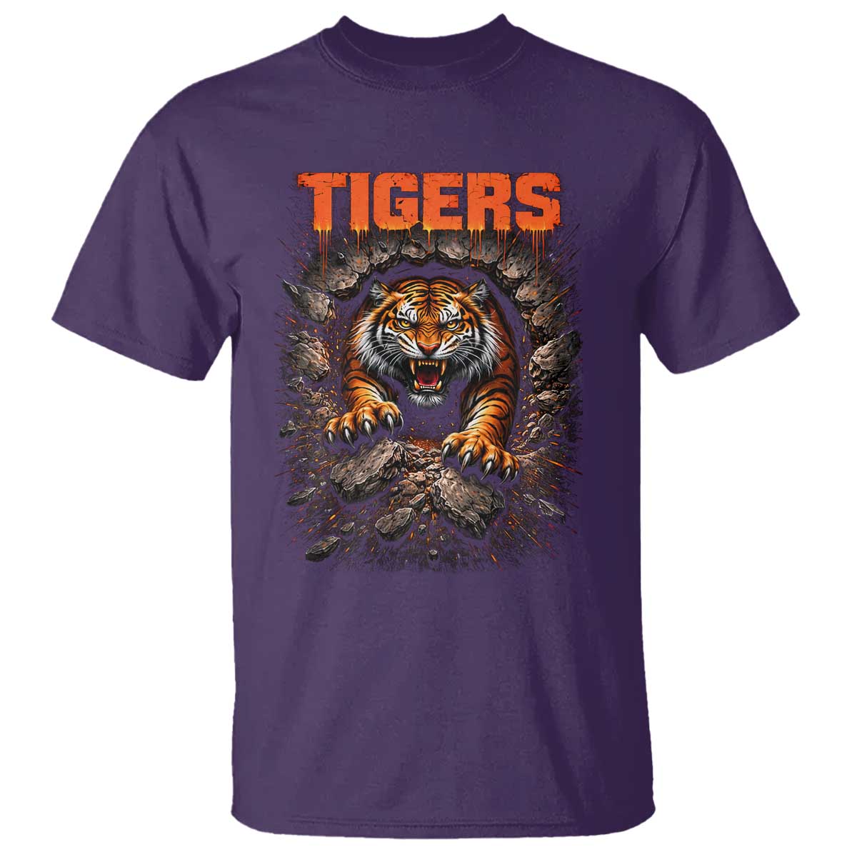 Tiger Sports Name T Shirt Vintage Distressed Baseball Fans TS10 Purple Print Your Wear