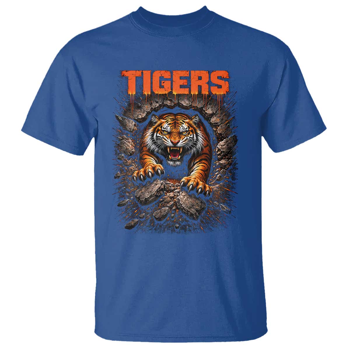 Tiger Sports Name T Shirt Vintage Distressed Baseball Fans TS10 Royal Blue Print Your Wear