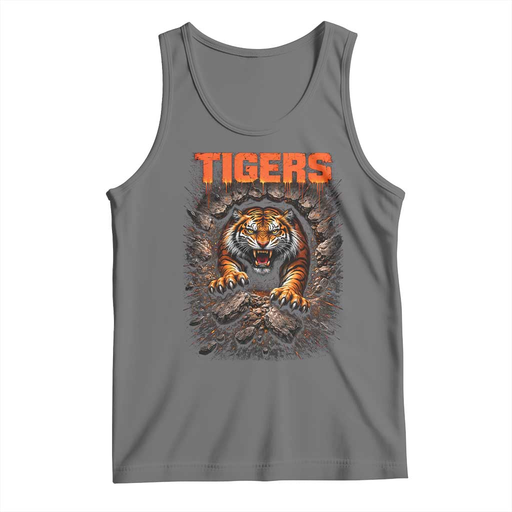 Tiger Sports Name Tank Top Vintage Distressed Baseball Fans TS10 Black Heather Print Your Wear