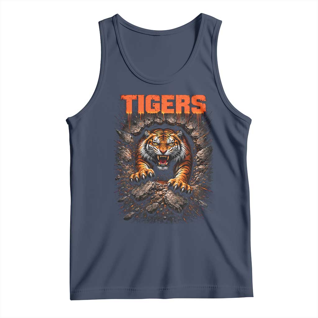 Tiger Sports Name Tank Top Vintage Distressed Baseball Fans TS10 Navy Print Your Wear