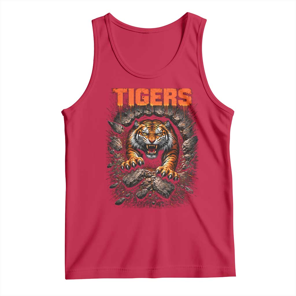 Tiger Sports Name Tank Top Vintage Distressed Baseball Fans TS10 Red Print Your Wear