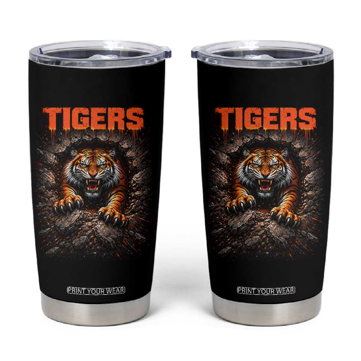 Tiger Sports Name Tumbler Cup Vintage Distressed Baseball Fans TS10 Black Print Your Wear