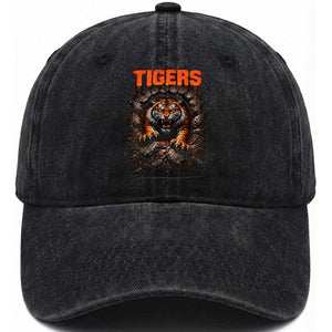 Tiger Sports Name Washed Cotton Baseball Cap Vintage Distressed Baseball Fans TS10 Print Your Wear