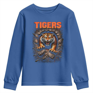 Tiger Sports Name Youth Sweatshirt Vintage Distressed Baseball Fans TS10 Royal Blue Print Your Wear