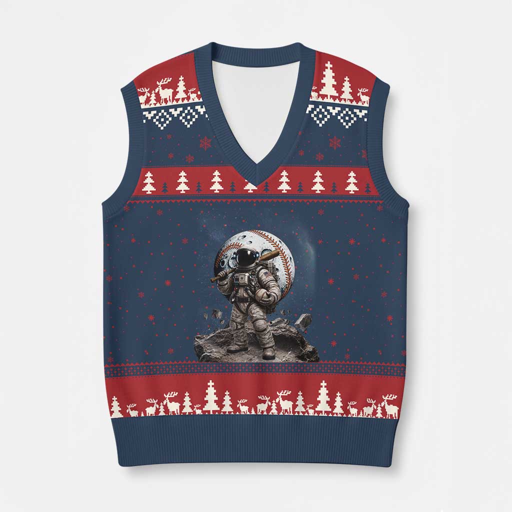 Astronaut Baseball Player V-Neck Knit Sweater Vest Distressed Houston Clutch City Sports Fans TS10 Navy Red Print Your Wear