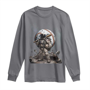 Astronaut Baseball Player Long Sleeve Shirt Distressed Houston Clutch City Sports Fans TS10 Charcoal Print Your Wear