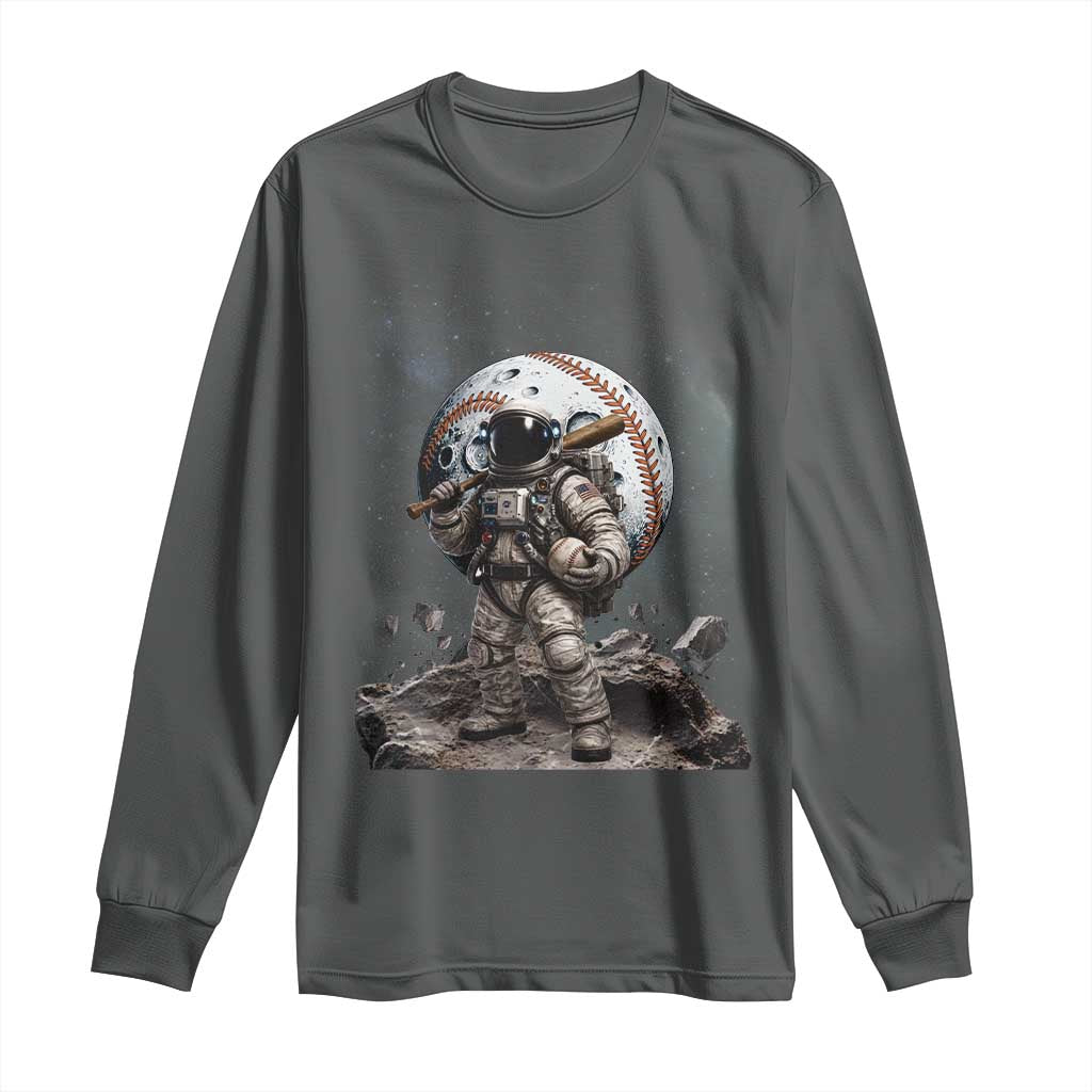 Astronaut Baseball Player Long Sleeve Shirt Distressed Houston Clutch City Sports Fans TS10 Dark Heather Print Your Wear