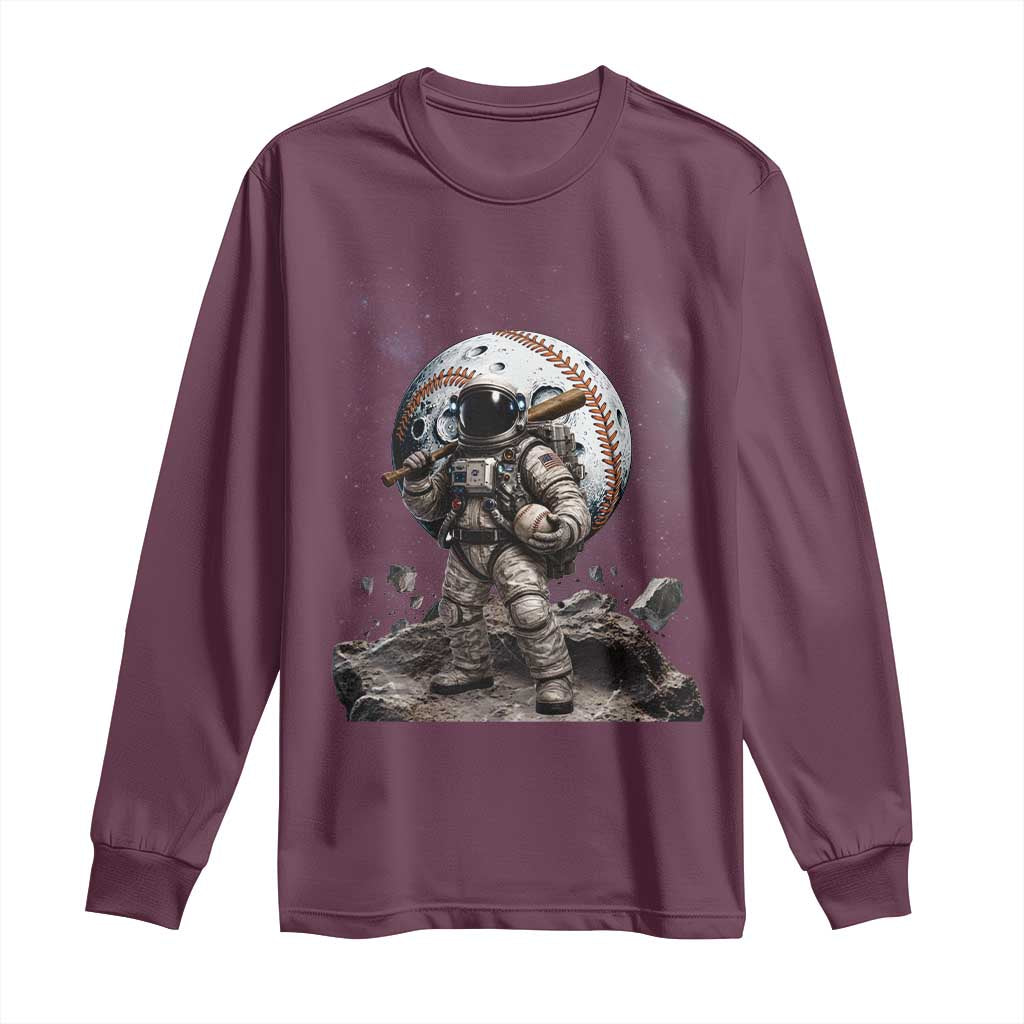 Astronaut Baseball Player Long Sleeve Shirt Distressed Houston Clutch City Sports Fans TS10 Maroon Print Your Wear