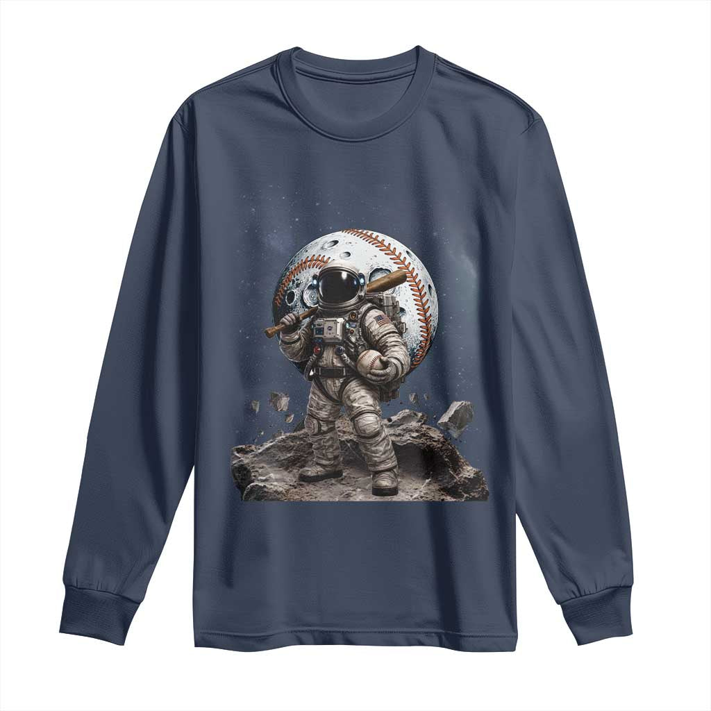 Astronaut Baseball Player Long Sleeve Shirt Distressed Houston Clutch City Sports Fans TS10 Navy Print Your Wear