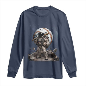 Astronaut Baseball Player Long Sleeve Shirt Distressed Houston Clutch City Sports Fans TS10 Navy Print Your Wear