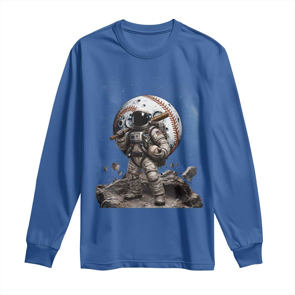 Astronaut Baseball Player Long Sleeve Shirt Distressed Houston Clutch City Sports Fans TS10 Royal Blue Print Your Wear
