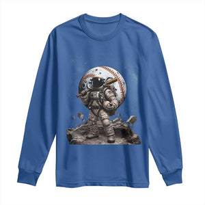 Astronaut Baseball Player Long Sleeve Shirt Distressed Houston Clutch City Sports Fans TS10 Royal Blue Print Your Wear