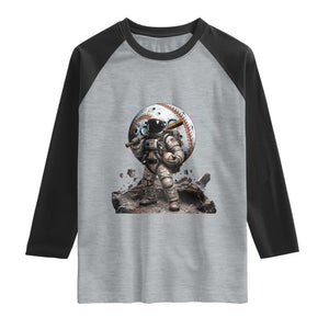 Astronaut Baseball Player Raglan Shirt Distressed Houston Clutch City Sports Fans TS10 Heather Gray Black Print Your Wear