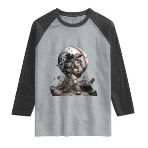 Astronaut Baseball Player Raglan Shirt Distressed Houston Clutch City Sports Fans TS10 Heather Gray Heather Charcoal Print Your Wear